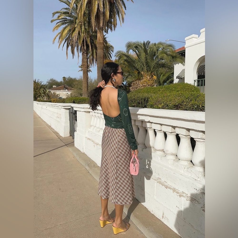 LISA SAYS GAH Sandy Midi Skirt in Hazelnut Plaid | M - Picture 12 of 13